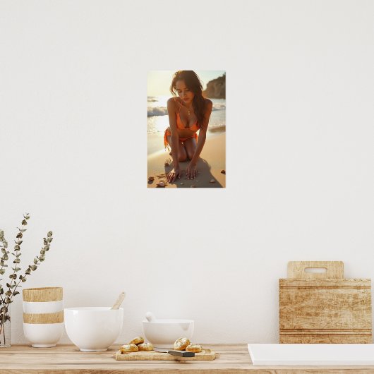Bikini op het strand poster (Keuken)