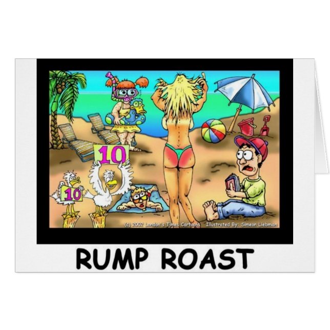 Bikini Rump Roast Funny Offbeat T - shirts en cade (Voorkant Horizontaal)