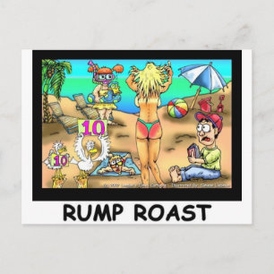Bikini Rump Roast Funny Offbeat T - shirts en cade Briefkaart