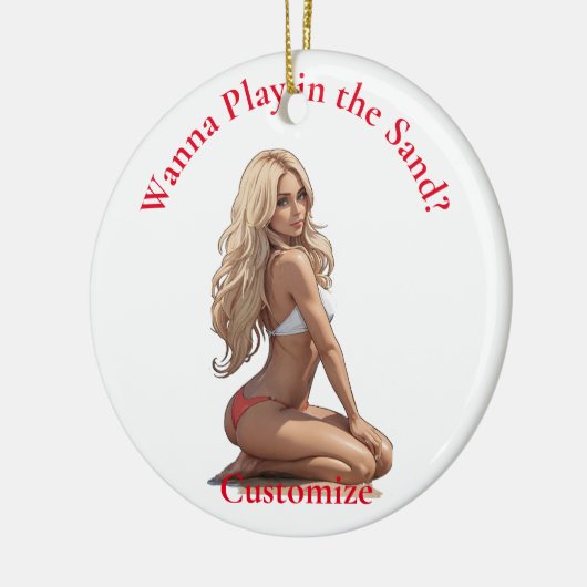 Bikini strand meisje Thunder_Cove Keramisch Ornament (Links)