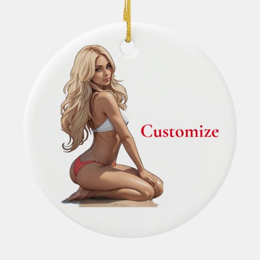 Bikini strand meisje Thunder_Cove Keramisch Ornament (Achterkant)