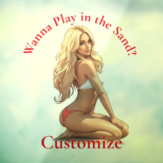 Bikini strand meisje Thunder_Cove Raamsticker (Vel 3)