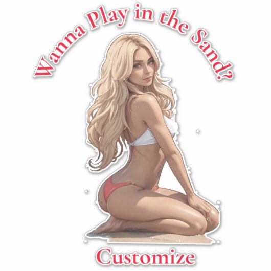 Bikini strand meisje Thunder_Cove Sticker (Voorkant)