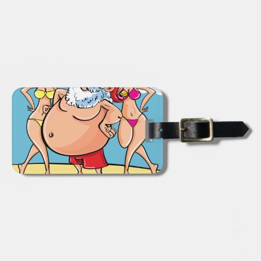bikini strand santa claus bagagelabel (Voorkant horizontaal)