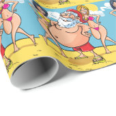 bikini strand santa claus cadeaupapier (Rol Hoek)