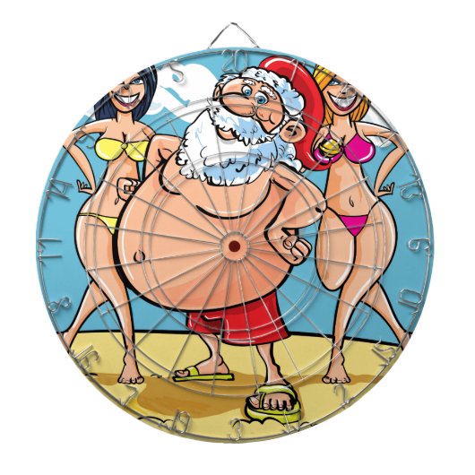 bikini strand santa claus dartbord (Voorkant)