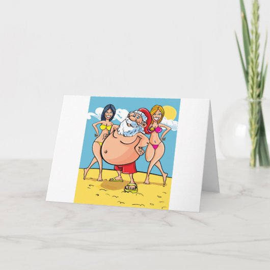 bikini strand santa claus feestdagen kaart (Voorkant)
