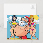bikini strand santa claus feestdagenkaart (Voorkant / Achterkant)