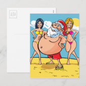 bikini strand santa claus feestdagenkaart (Voorkant / Achterkant)