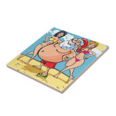 bikini strand santa claus tegeltje (Zijkant)