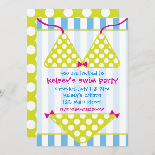 Bikini Swimsuit groep uitnodigingen (Voorkant / Achterkant)