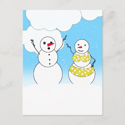 Bikini Tijd Sneeuwmannen Briefkaart (Voorkant)