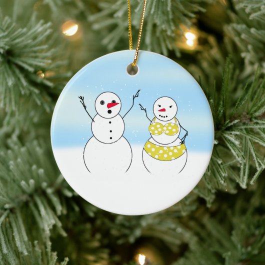 Bikini Tijd Sneeuwmannen Keramisch Ornament (Boom)