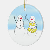 Bikini Tijd Sneeuwmannen Keramisch Ornament (Links)