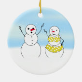 Bikini Tijd Sneeuwmannen Keramisch Ornament (Achterkant)