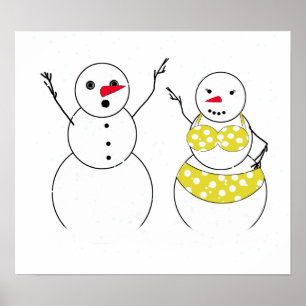 Bikini Tijd Sneeuwmannen Poster