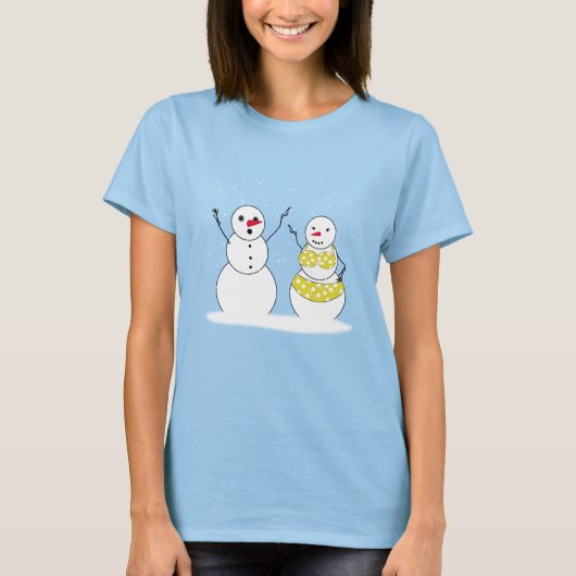 Bikini Tijd Sneeuwmannen T-shirt (Voorkant)