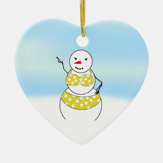 Bikini Time Snowmen Bikini Girl Keramisch Ornament (Voorkant)