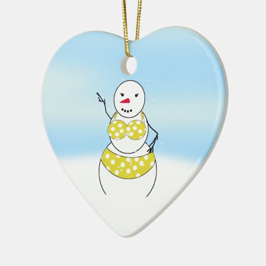 Bikini Time Snowmen Bikini Girl Keramisch Ornament (Links)