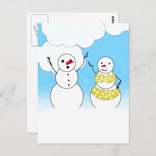 Bikini Time Snowmen Briefkaart (Voorkant / Achterkant)
