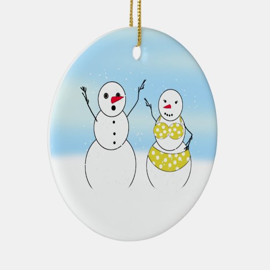 Bikini Time Snowmen Keramisch Ornament (Rechts)