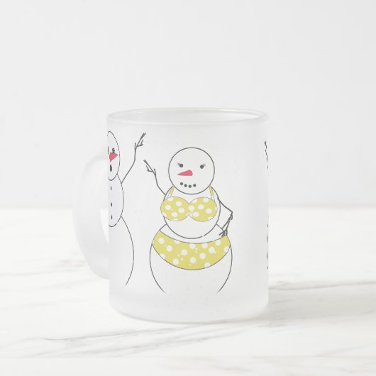 Bikini Time Snowmen Matglas Koffiemok (Voorkant links)