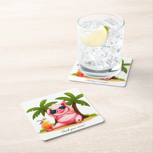 Bikini Varken Drink Coasters Kartonnen Onderzetters (Insitu)