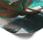 Bikini waternimf bij het zwembad poster (Hoek)