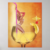 Bikini Woman Inside Cocktail Glass Wall Art, Retro Poster (Voorkant)