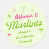 Bikinibad en Martini Bach-feestje Ronde Sticker (Voorkant)