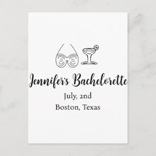 Bikiniglas cocktail vrijgezellenfeest naam toevoeg briefkaart