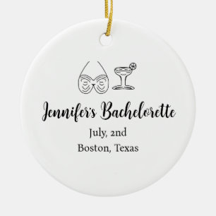 Bikiniglas cocktail vrijgezellenfeest naam toevoeg keramisch ornament