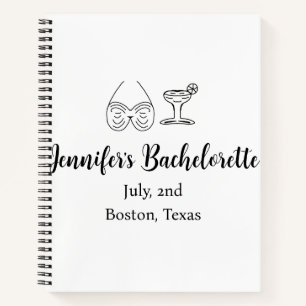 Bikiniglas cocktail vrijgezellenfeest naam toevoeg notitieboek