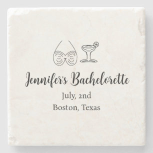 Bikiniglas cocktail vrijgezellenfeest naam toevoeg stenen onderzetter