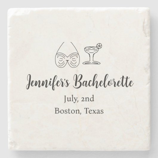 Bikiniglas cocktail vrijgezellenfeest voeg naam to stenen onderzetter (Voorkant)