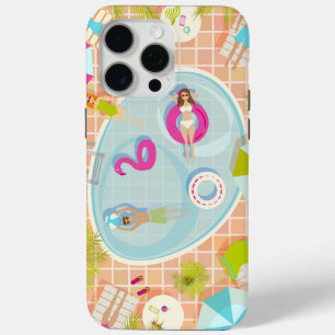 Bikinimeisjes en jongens die zwembadspel spelen iPhone 15 pro max hoesje