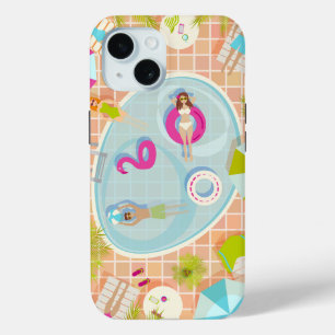 Bikinimeisjes en jongens die zwembadspel spelen iPhone 15 case