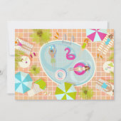 Bikinimeisjes en jongens die zwembadspel spelen kaart (Voorkant)