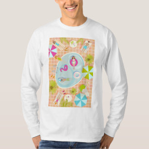 Bikinimeisjes en jongens die zwembadspel spelen t-shirt