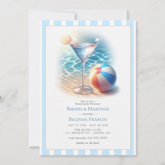 Bikinis and Martinis Bachelorette Weekend Kaart (Voorkant)