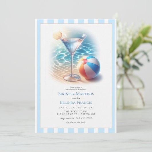 Bikinis and Martinis Bachelorette Weekend Kaart (Staand voorkant)