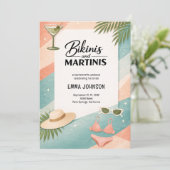 Bikinis and Martinis Beach Bachelorette Weekend Kaart (Staand voorkant)