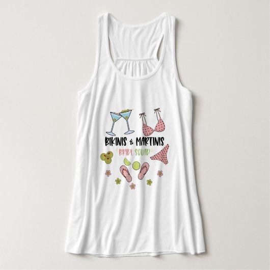 Bikinis and Martinis Bride Squad Beach Vibes Tanktop (Design voorkant)