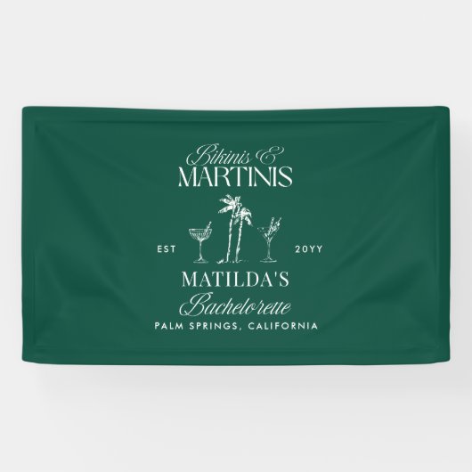 Bikinis and martinis Elegant vintage bachelorette Spandoek (Horizontaal)