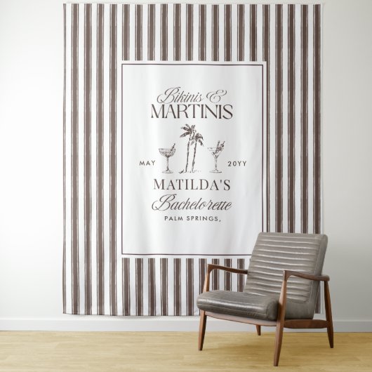Bikinis and martinis Elegant vintage bachelorette Wandkleed (In situ)