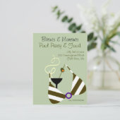 Bikinis and Martinis Pool Party Invitation Uitnodiging Briefkaart (Staand voorkant)