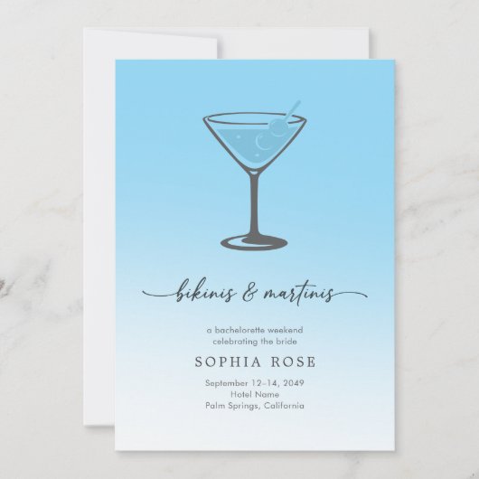 Bikinis and Martinis Tropical Bachelorette Weekend Kaart (Voorkant)