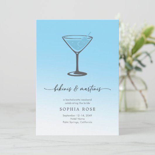 Bikinis and Martinis Tropical Bachelorette Weekend Kaart (Staand voorkant)