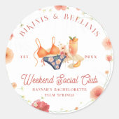Bikinis & Bellinis Bruidsfeest Club Ronde Sticker (Voorkant)