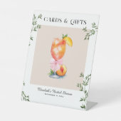 Bikinis & Bellinis Perzik Bruidsfeest Kaarten Cade Reclamebord Met Voetstuk (Voorkant)